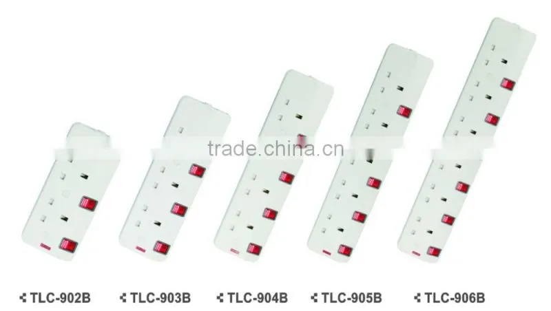 2500w ABS shell 4 way British extension socket