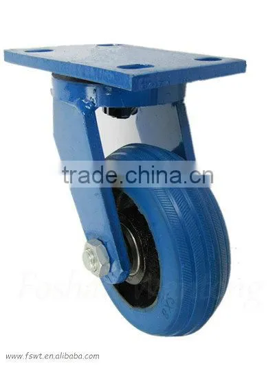 Single bearing Blue Elastic Rubber Jacking Caster