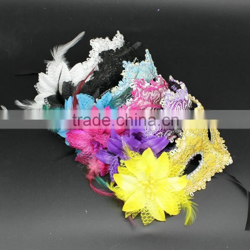 party beautiful Italy lace mask Venice mask the princess party Leather feather mask