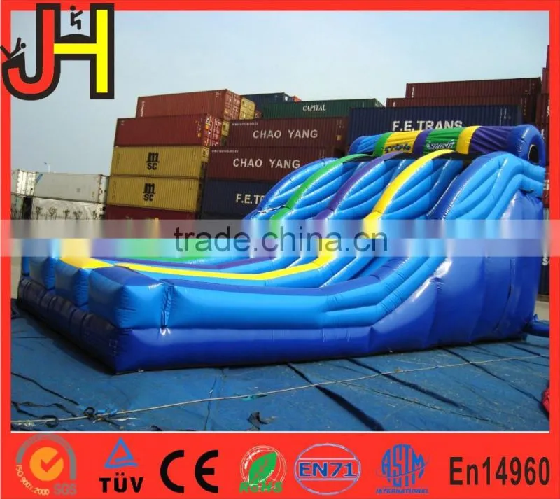 2016 Triple Splash Adult Size Giant Inflatable Water Slide With Pool