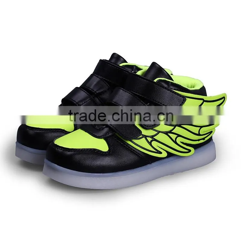 China 8 years factory led light up kids shoes led sneakers for kids wing shoes for boys girls promotion