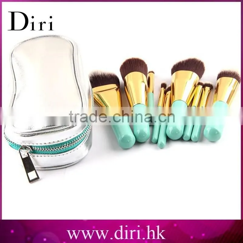 High quality synethetic hair 9pcs lemon color makeup brush set