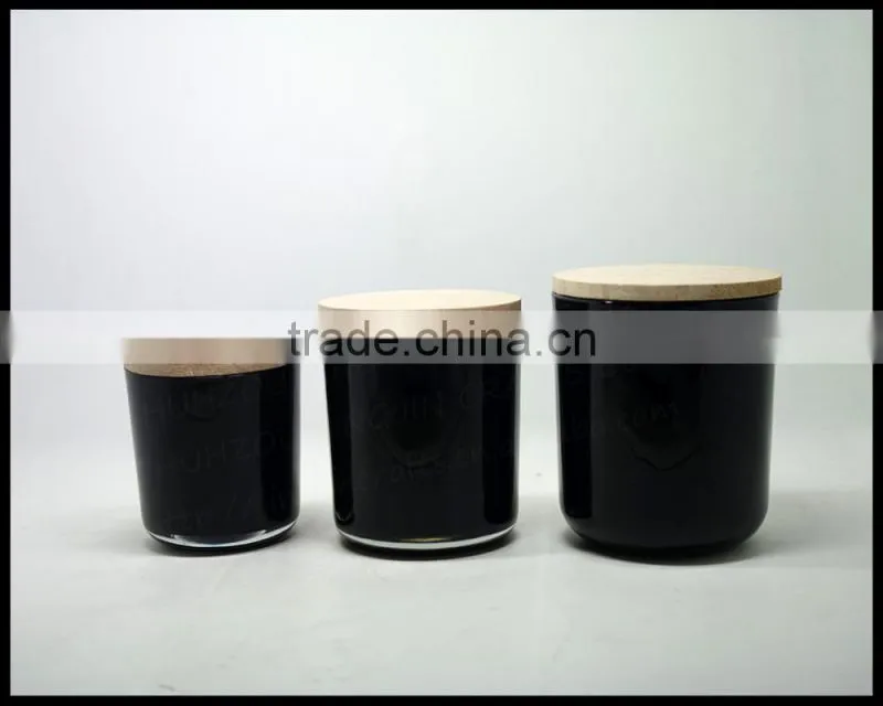 450-600ml solid black egg glass candle container