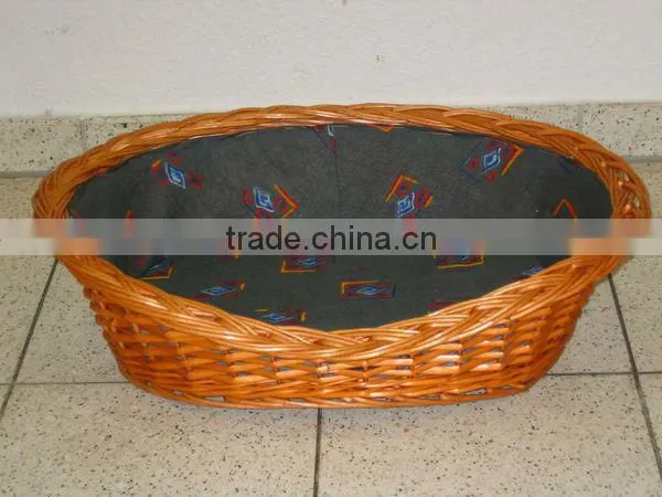 oval Willow Wicker Dog Bed with Pillow