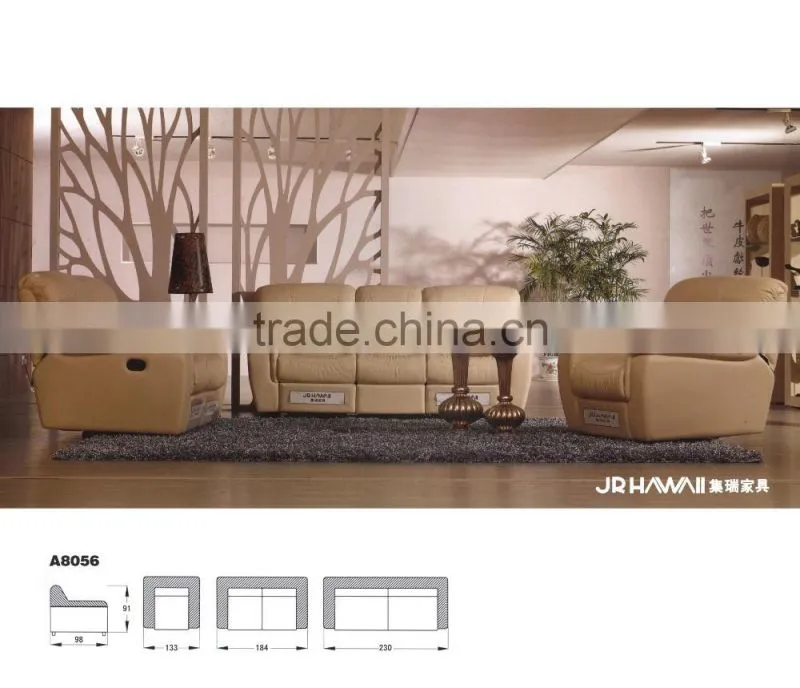 JR8055 modern Luxury Italian full thick soft cow leather living room cheap recliner sofa set