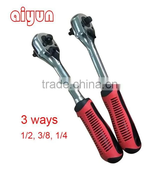 1/2", 3/8", 1/4" 3 ways ratchet handle wrench socket set repair tools