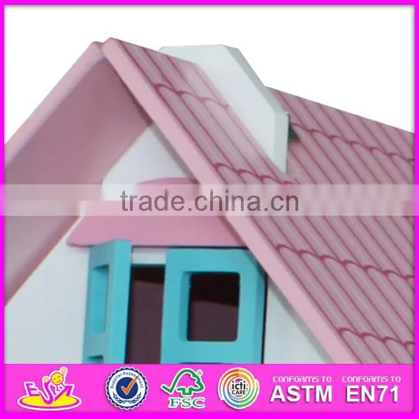 Classic design baby wooden dollhouse high quality kids wooden dollhouse for sale W06A030