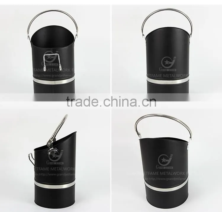 homeware powder coating black ash holder iron metal coal bucket