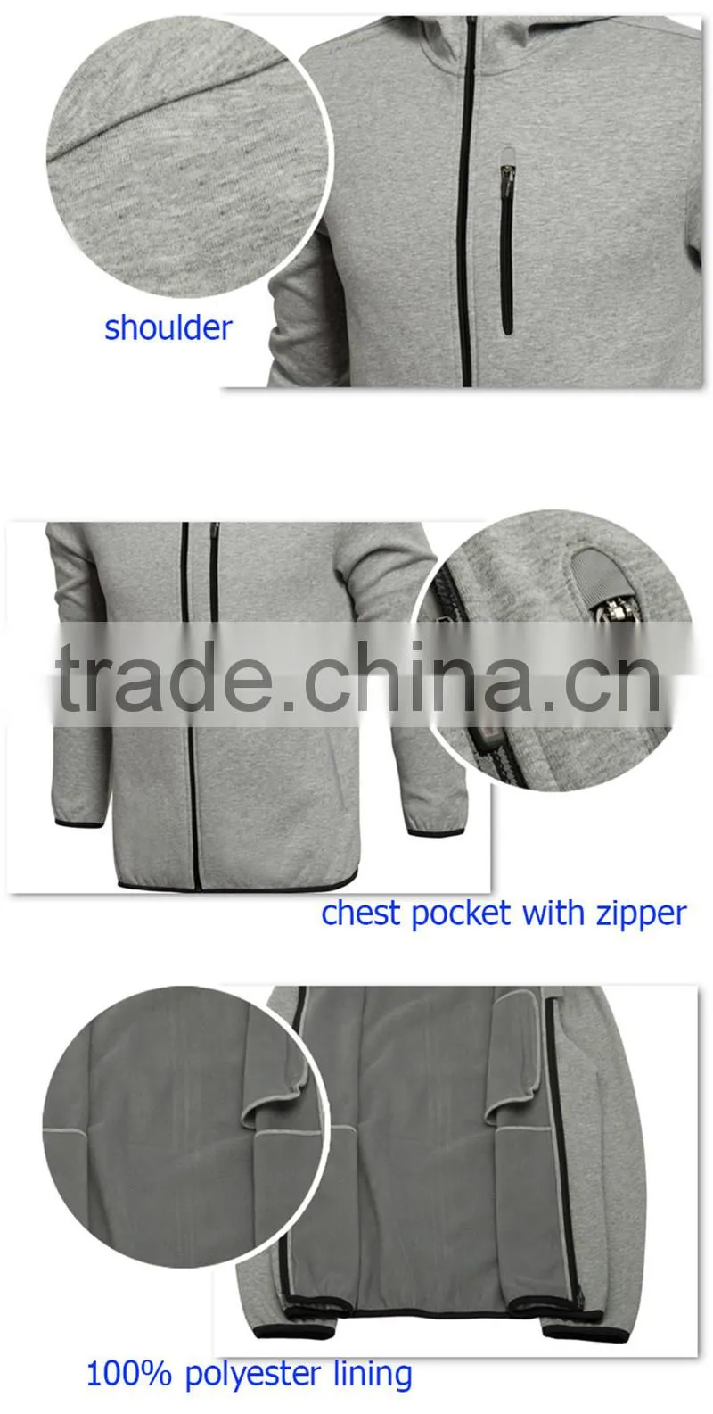 Men's 100%cotton fleece cool zip up sweatshirt
