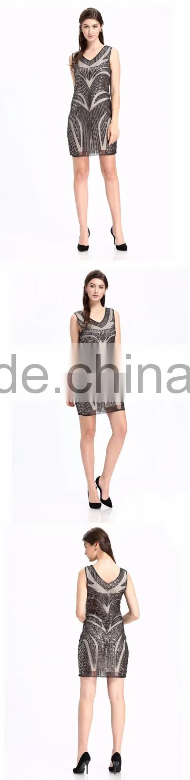 Domin fashion sleeveless beading and sequin lady dress