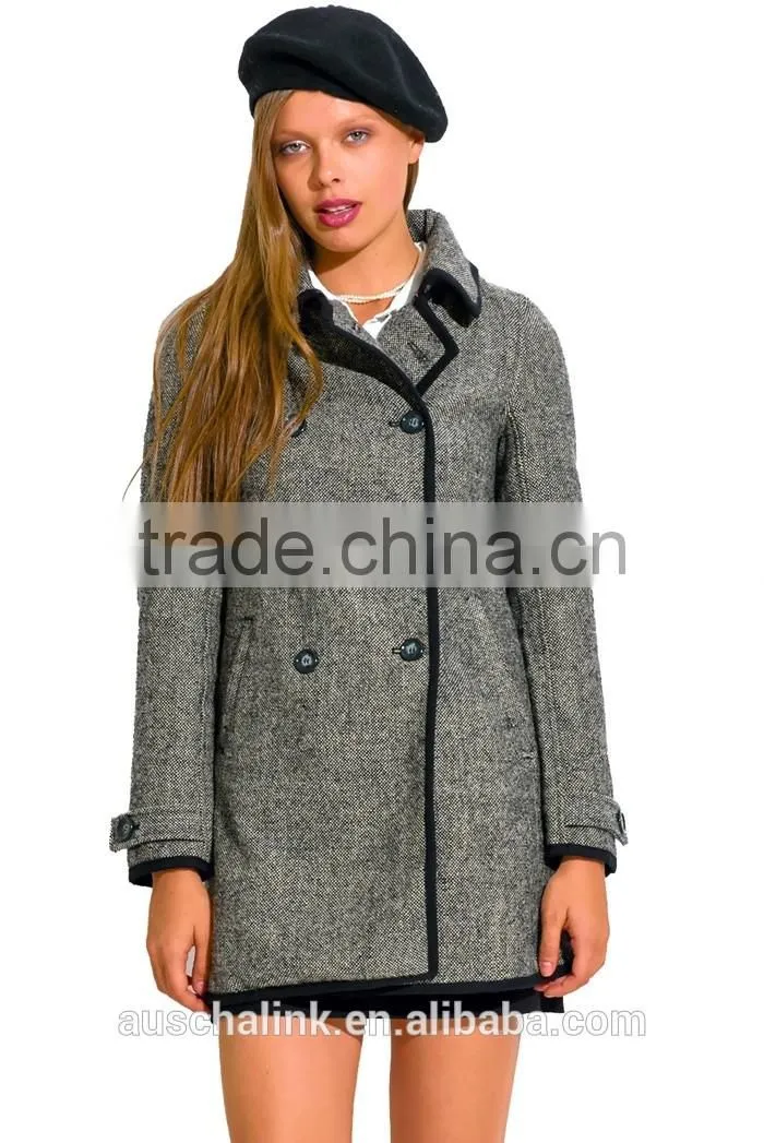 high quality new model charcoal gray wool blend women's coat