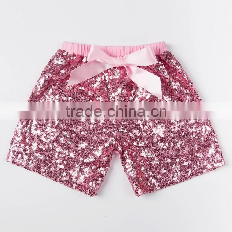 Wholesale Plain Baby Clothing Summer Girls Hot Shorts Elastic Waist Baby Sequin Shorts