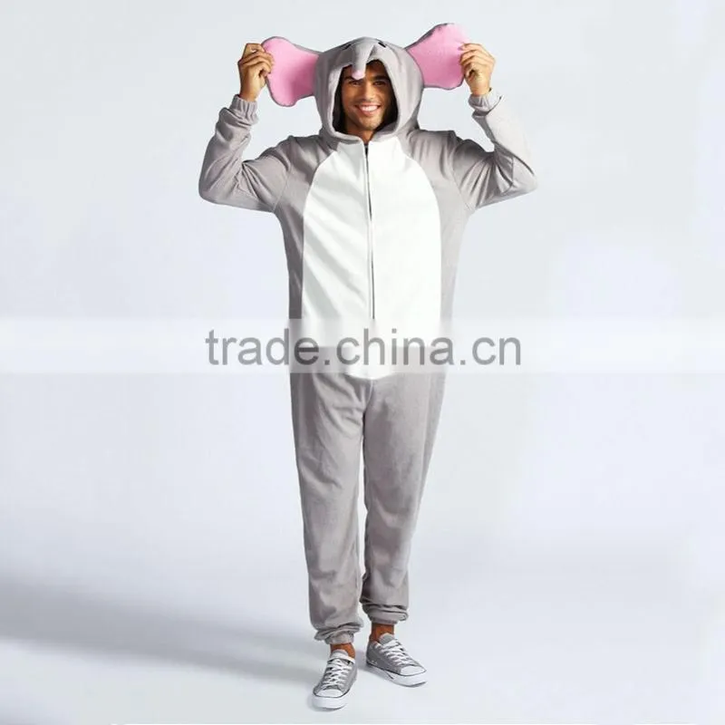Custom cheap adult plus size flannel elephant onesie adult