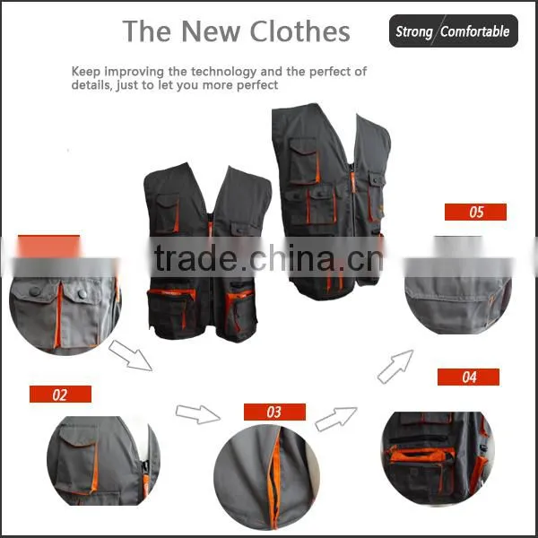 EU Multi Pocket Canvas Work safety vest with pockets
