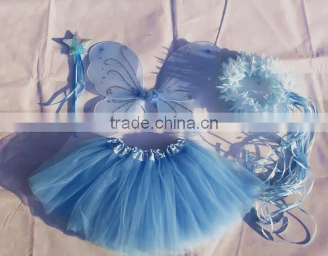 Halloween 4pcs Bithday fairy girls fancy princess dress up costume set