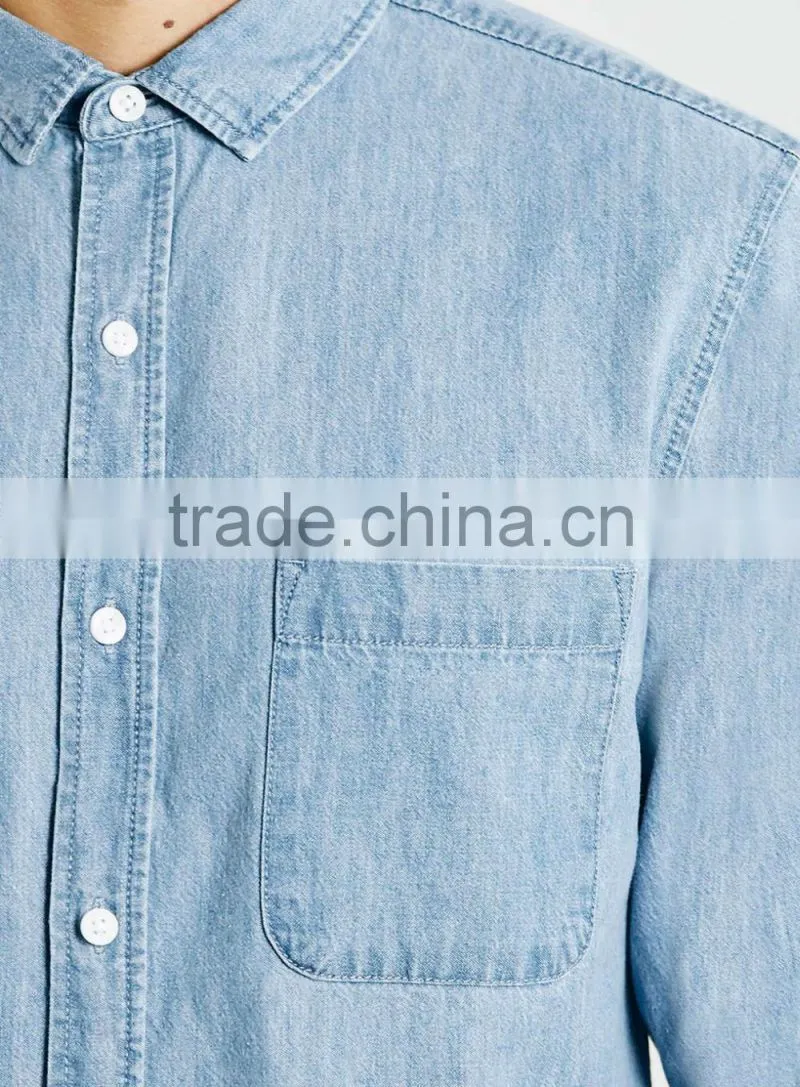 man jean solid color shirt slim fit shirt