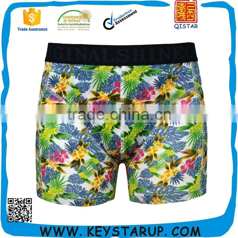 Plastisol Letters Printed Man's Underwear Boxer Cotton Fabric Briefs Shorts