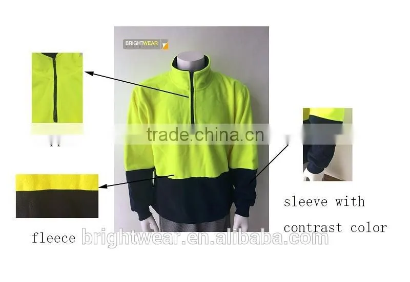 100% polyester fleece contrast safety sweatshirt meet AS/NZ 1906.4:2010