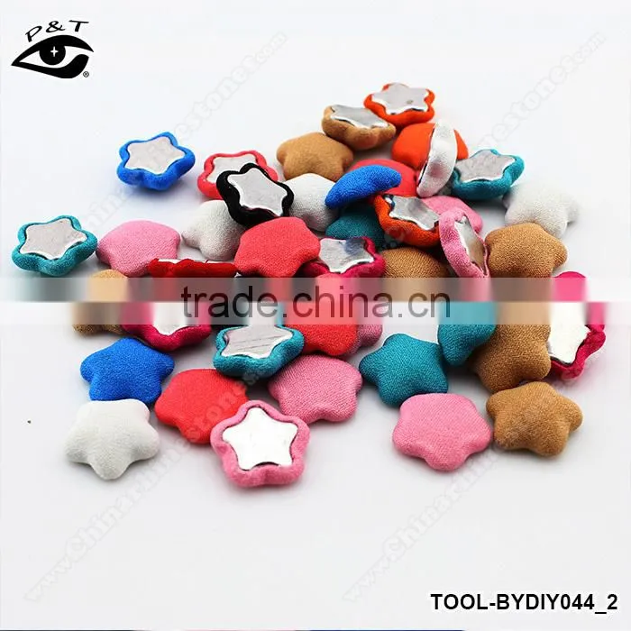 Flatback Star Fabric Covered Button 15mm Handmade DIY Jewelry Accessories for Garment Bag
