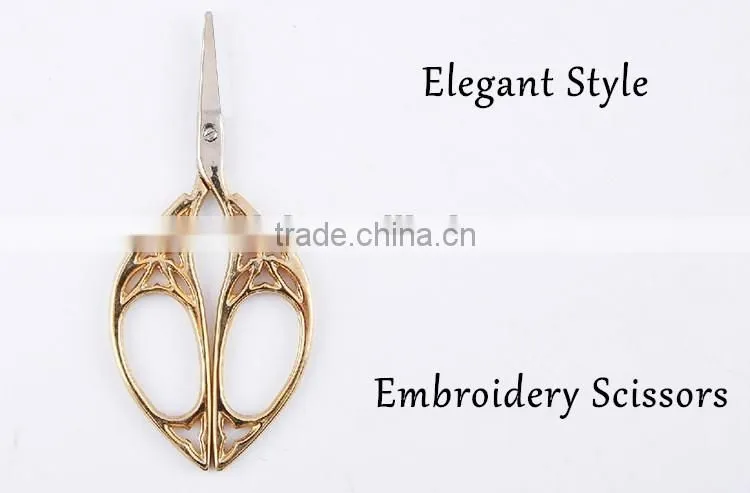 Golden Hollow Pattern Knitting Sewing Thread Scissor Vintage Fancy Scissors