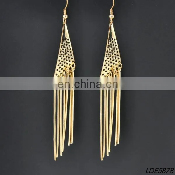gold statement fringe earring