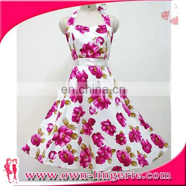 Floral Print Vintage 50s Dresses Women Rockabilly Pin Up Dress