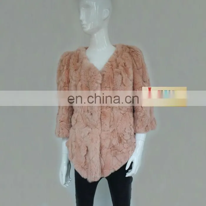 Wholesale OEM Service New Arrival Pink Rabbit Fur Women Winter Jacket