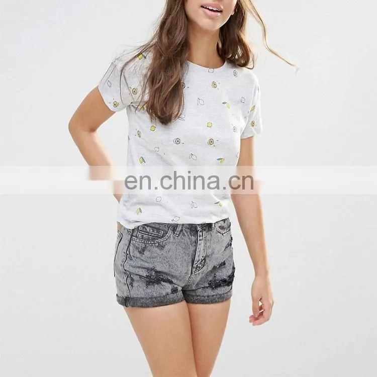 Wholesale women fashion custom organic cotton round bottom new model t shirts