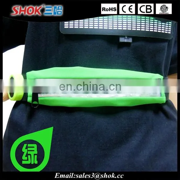 LED Running Belt Elastic Waist Belt With Zipper Pocket Using For Jogging at Night