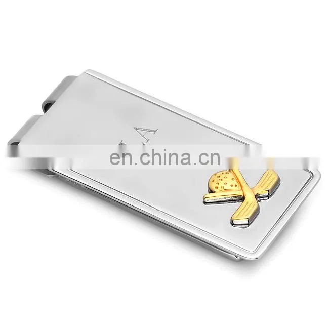 Metal spring loaded money clip with custom design
