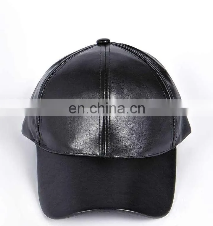 Men Faux Leather Warm Baseball Cap Causal Windproof Peaked Cap Adjust Snapback