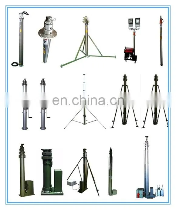 vehicle internal or external mounted telescopic lighting mast tower