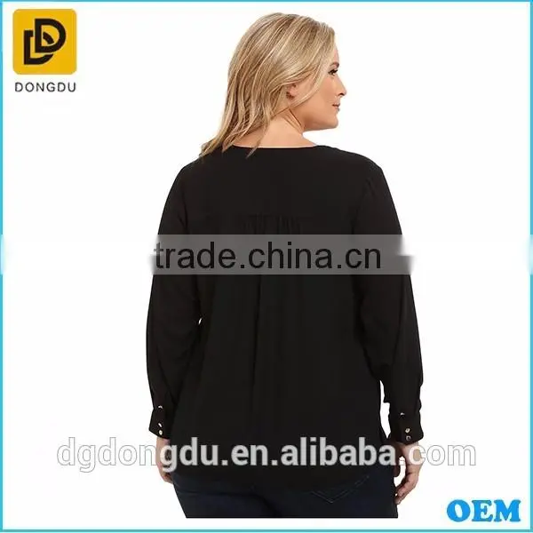 2016 Wholesale factory price clothing elegant girls plus size tie- neck blouse