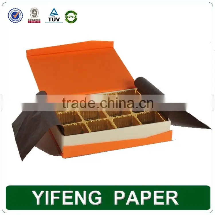 Popular rigid paper chocolate box packaging,luxury cardboard chocolate box with PVC divider tray inside
