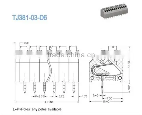 termin Block 3.50mm Screwless Pcb Spring Terminal Block For Electric Power Security 2P - 28P