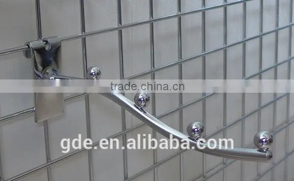 hot sale 7 beads supermarket metal chrome waterfall display hook for gridwall