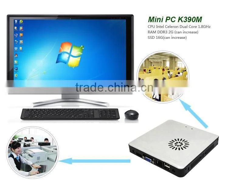 2016 new arrive mini thin pc computer intel celeron 1037U dure core 1.8G for business