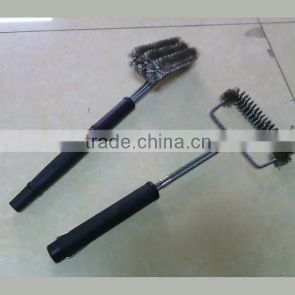 Best Selling 3 sided 18' Stainless Steel wire BBQ grill brush Barbecue Grill Brush long handle steel wire brush cheap