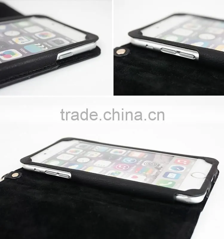 Premium PU Book Style Flip Cover Case with card slots for iPhone 6