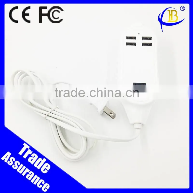 High speed 5v 3a 4usb port ac power wall charger for cellphone