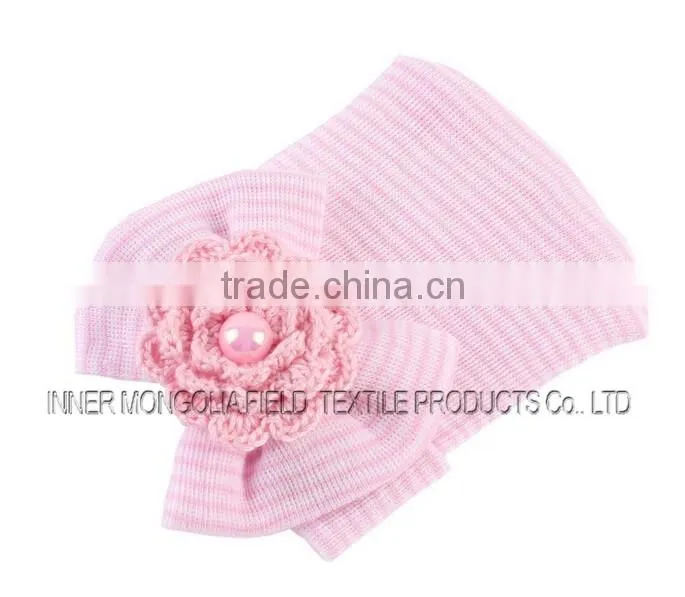 Newborn Girl Hospital Nursery Hat,Pink and White Striped Nursery Hospital Hat
