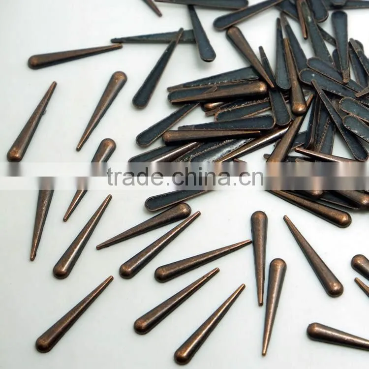 Needle Shape Hot Fix Alloy Studs long tear drop in gold black nickel silver and antic brass