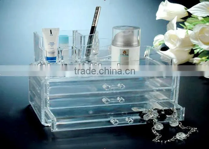 WFZ423062 3 Drawers with Slot Tabletop Clear Acrylic Cosmetic Makeup Organizer