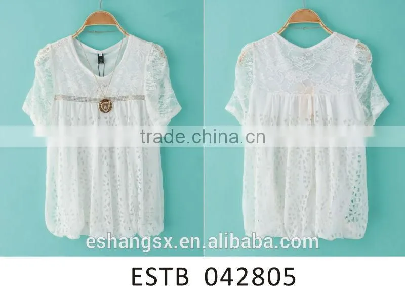 Ladies chiffon short sleeve sexy t-shirt
