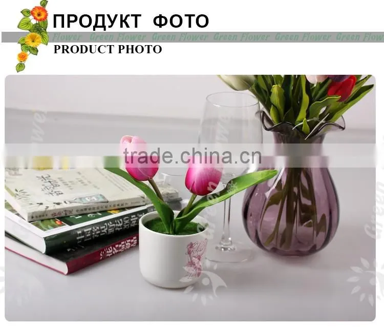 2016 Wholesale Multicolor Latex Artificial PU Flowers Two tulips bonsai Real Touch Bouquet Wedding Bridal Decor Display Flower