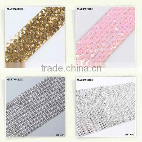 fashion lace embroidered sequins french lace fabric(HF-013)