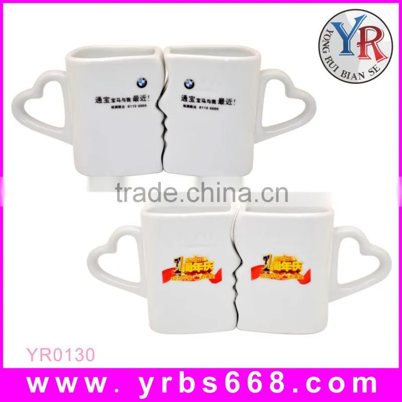 Amazing heart shaped couple mugs, mug changing color when heated,love couple mug