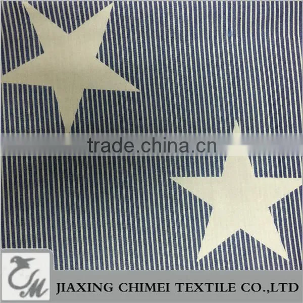 jiaxing strip star printed patternof tencel denim for denim shirt men