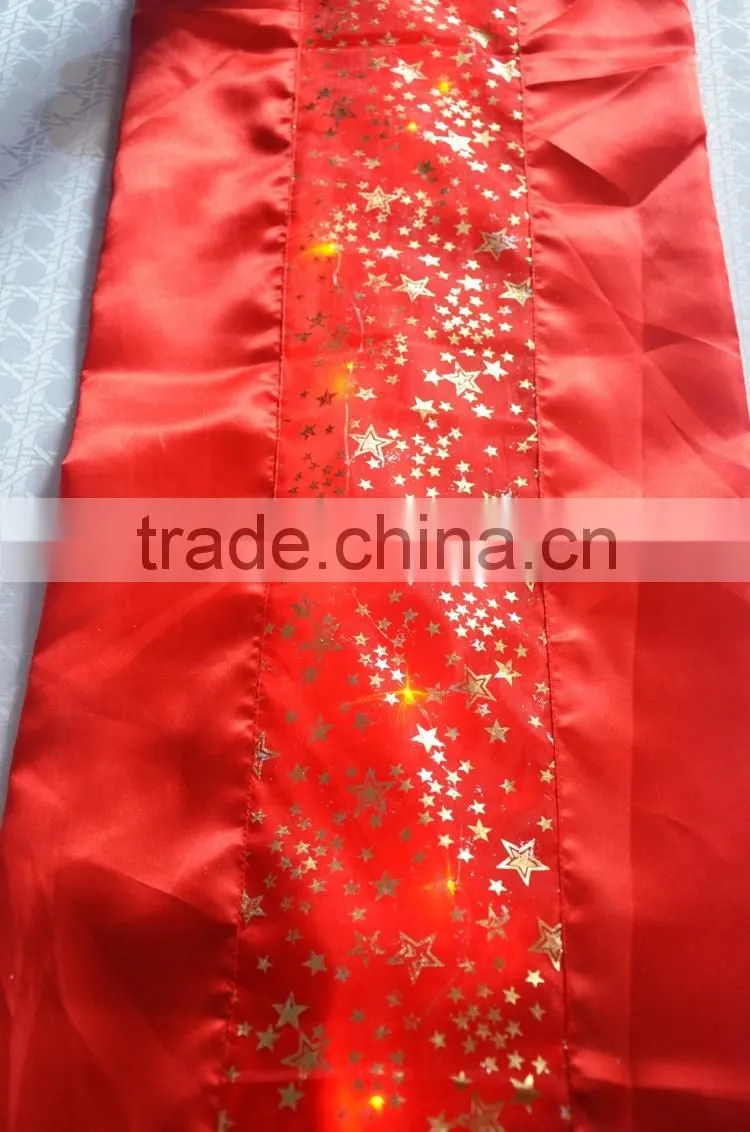 Fancy red wedding table runner with LED lights