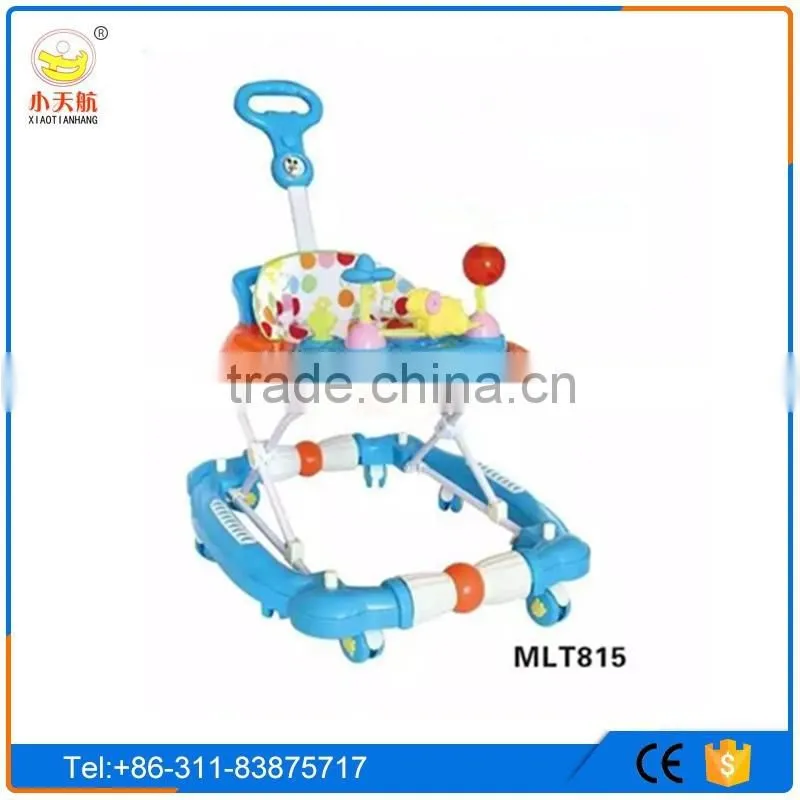 Comfort softextile rotating baby walker for sale/baby trolley walker with caster 8 swivel wheel
